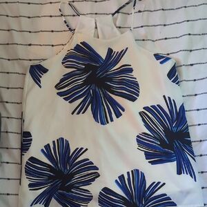 Blue Rain White and Blue Floral Tank Top